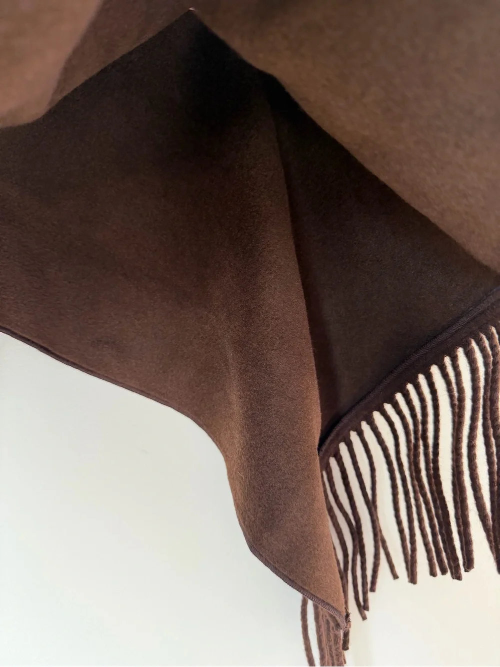 Camila Coelho Dark Brown Fringe Shawl Collar Cape